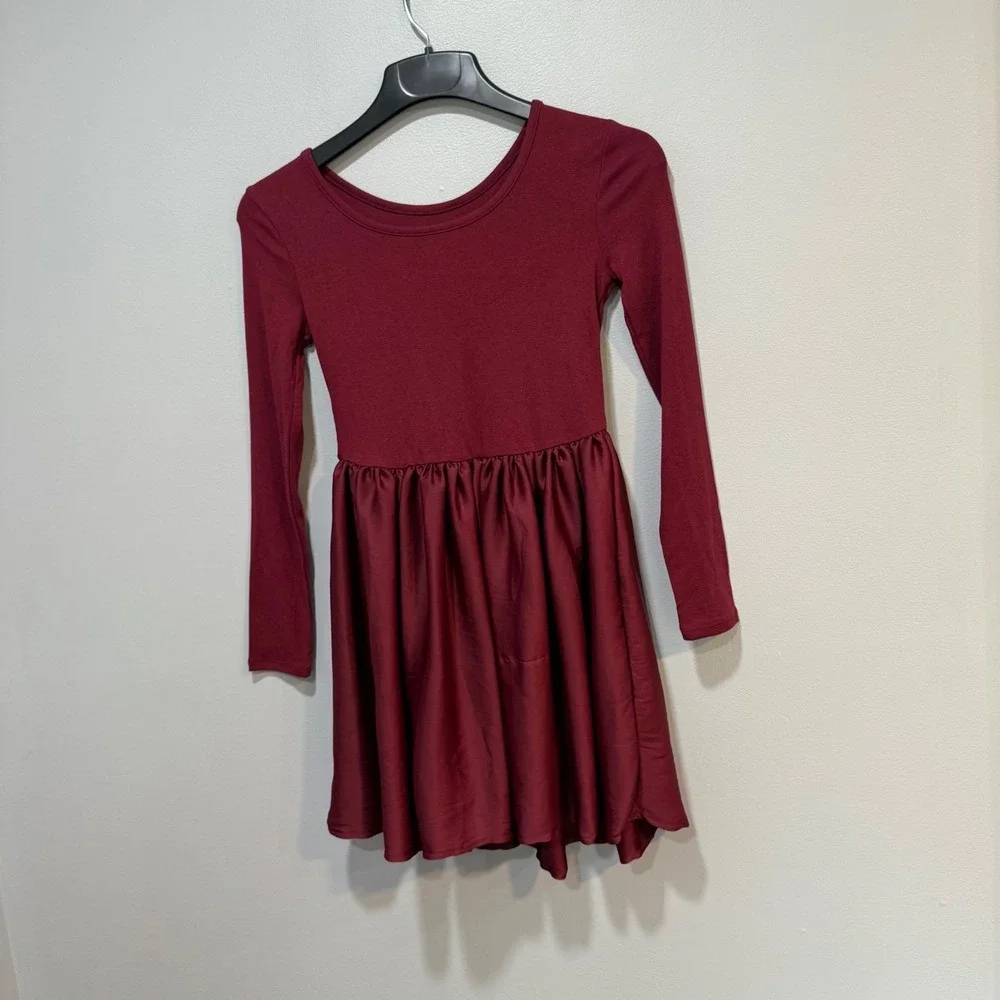 GAP Kids‎ Girls Burgundy Long Sleeve Skater Dress Size XL 12 new Christmas